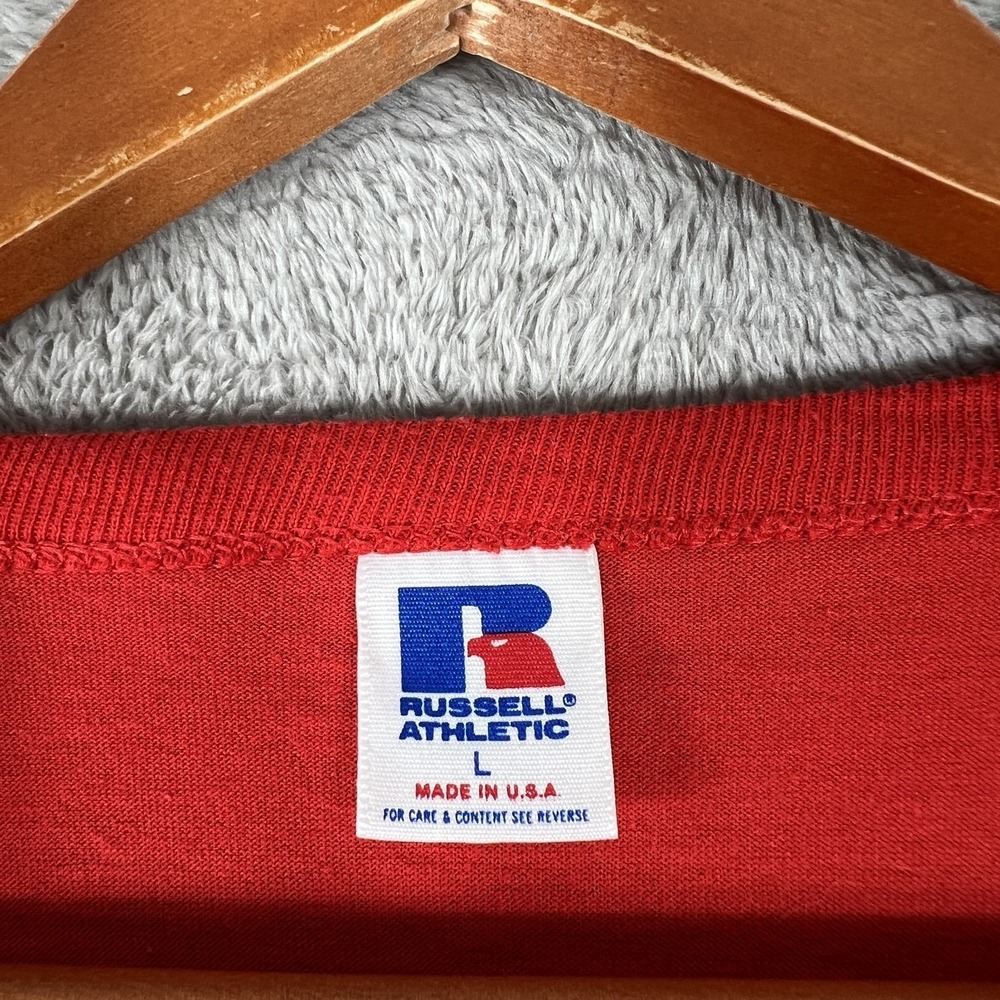 Russell Athletic Henley Shirt Mens Large Red Eagles 90s Vintage USA Sporty Retro - Picture 3 of 8